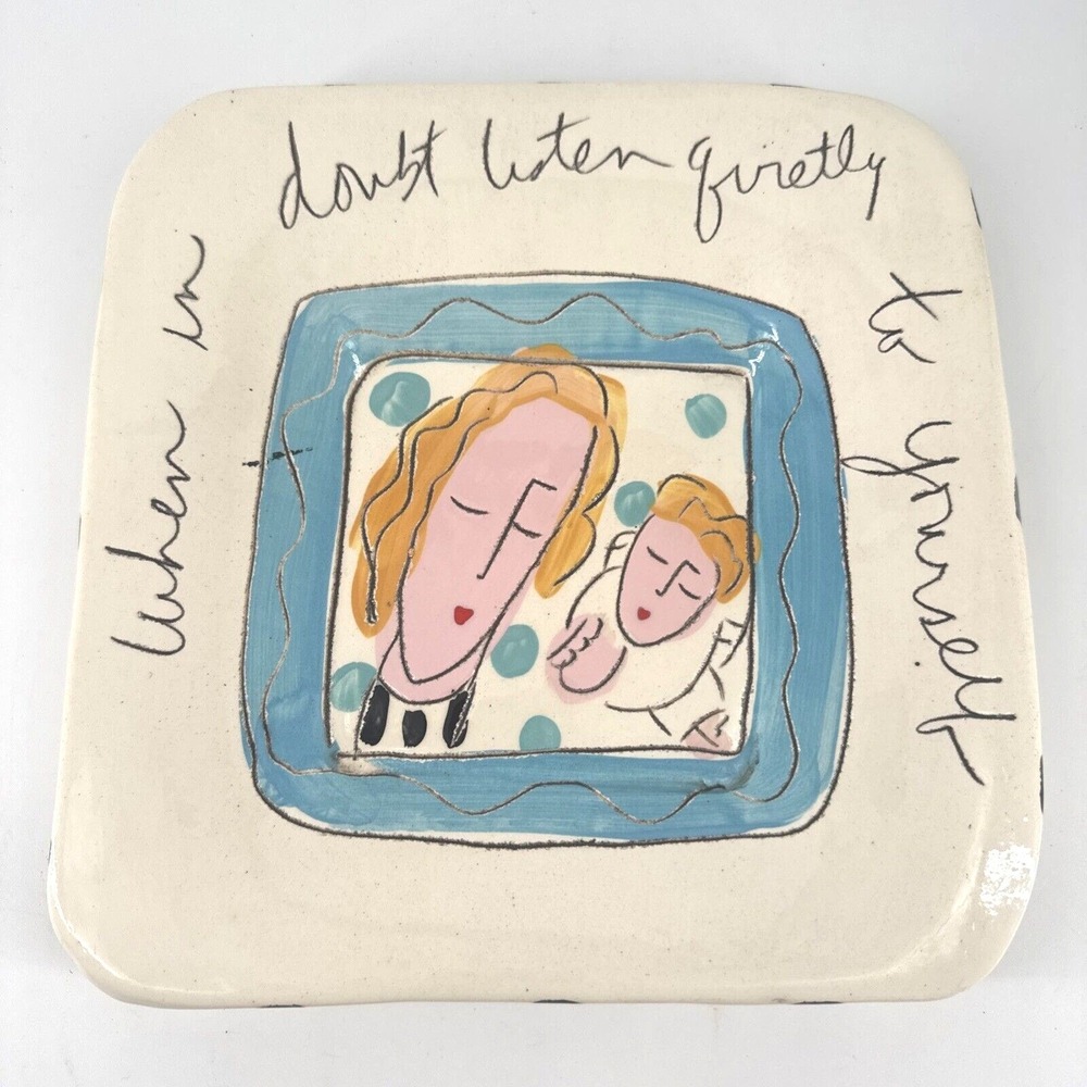 Plate Sandra Magsamen Signed Painted Art‎ Pottery Dish "Listen To Yourself"